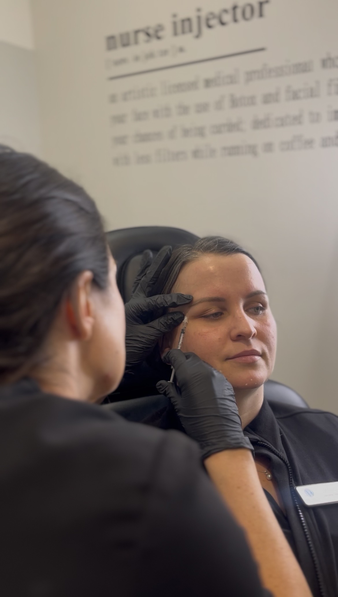 A cosmetic injectable treatment in progress at Waterloo Medical Cosmetics