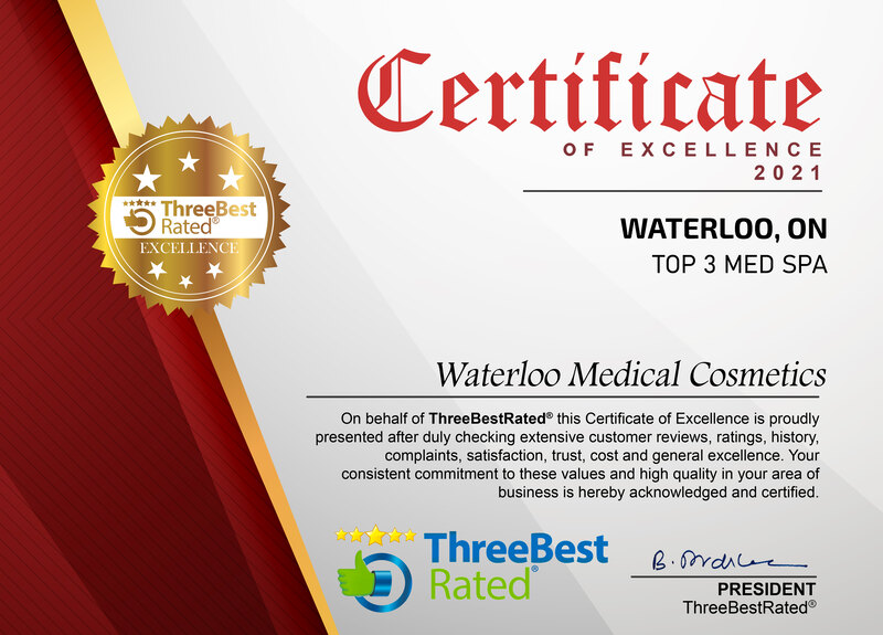 ThreeBestRated Certificate of Excellence 2021 — Waterloo Medical Cosmetics